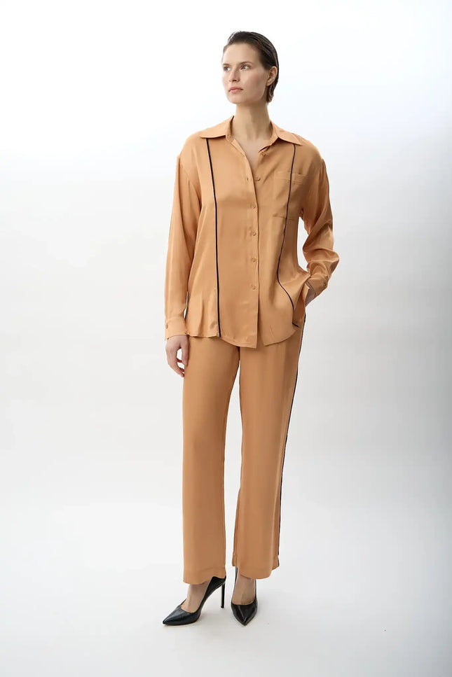 Uzun Kollu Tek Cepli Gömlek (Bakır)