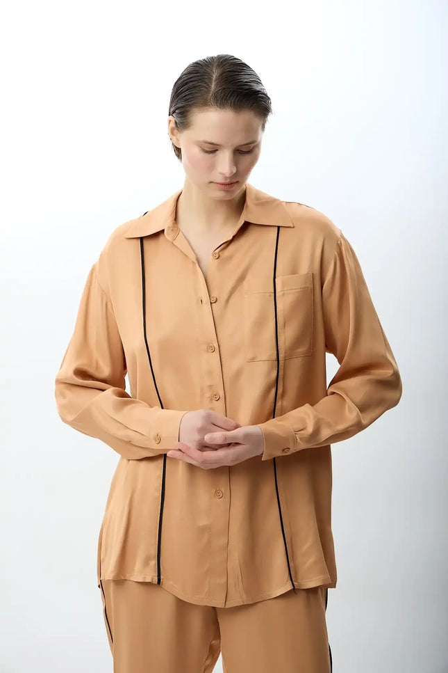 Uzun Kollu Tek Cepli Gömlek (Bakır)