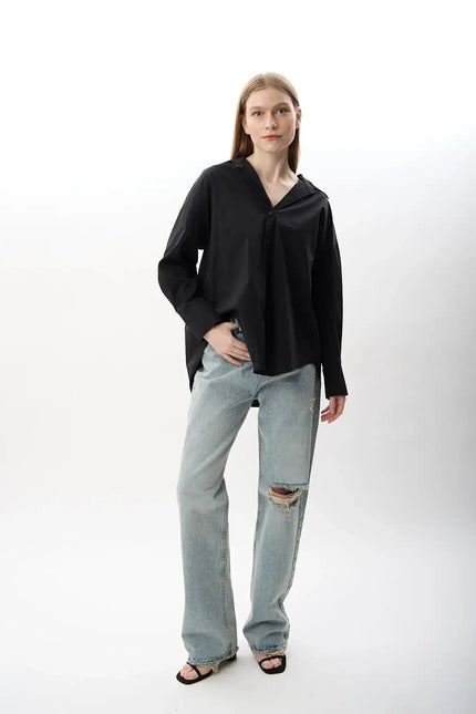 Uzun Kollu Gömlek (Siyah)