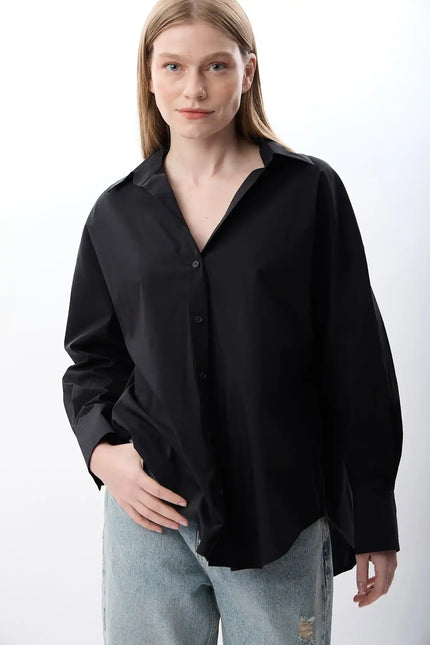 Uzun Kollu Gömlek (Siyah)