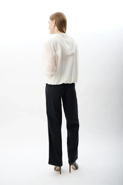 Kapüşonlu İnce Sweatshirt Gömlek (Beyaz)