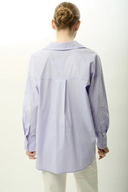Arkası Uzun Oversize Gömlek (Lila)