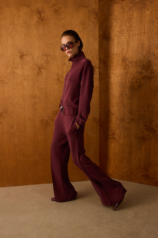 Fermuarlı Sweatshirt (Bordo)