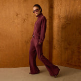 Fermuarlı Bordo Pantolon