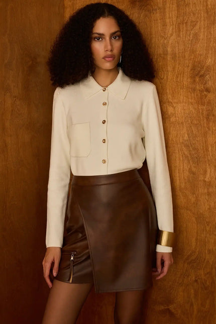 Deri Mini Kahverengi Etek