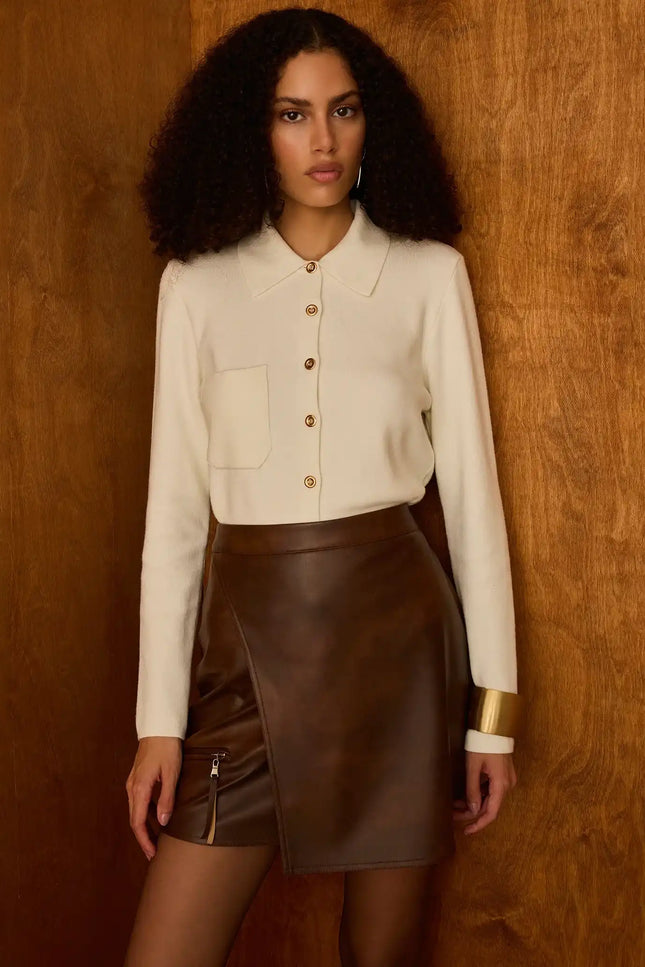 Deri Mini Kahverengi Etek