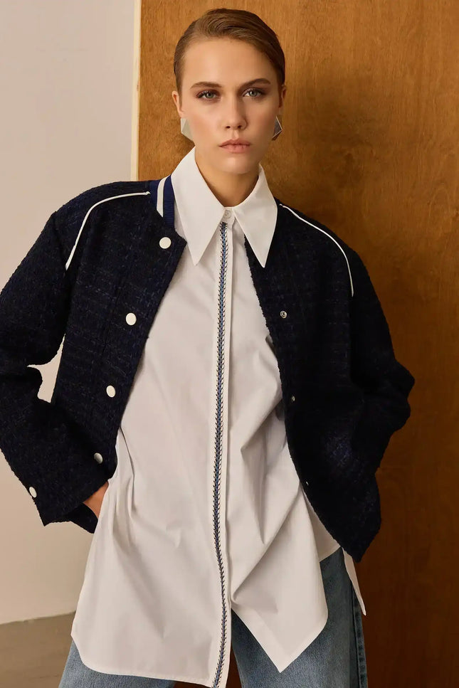 Nakışlı Ekru Gömlek