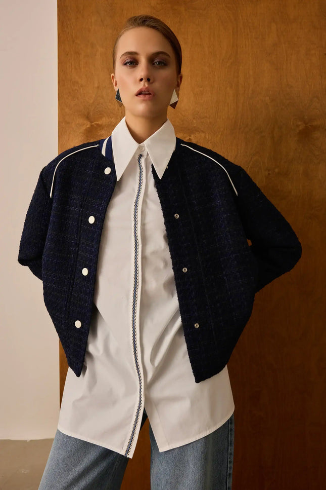 Nakışlı Ekru Gömlek