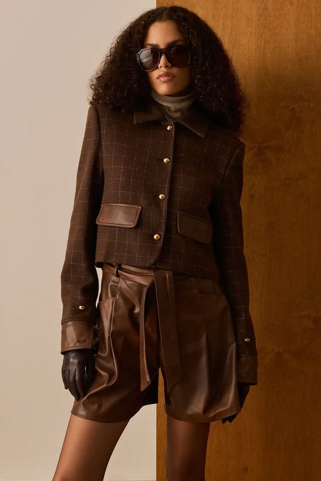 Kahverengi Deri Şort