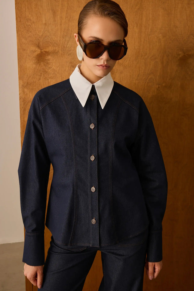 Denim Lacivert Gömlek