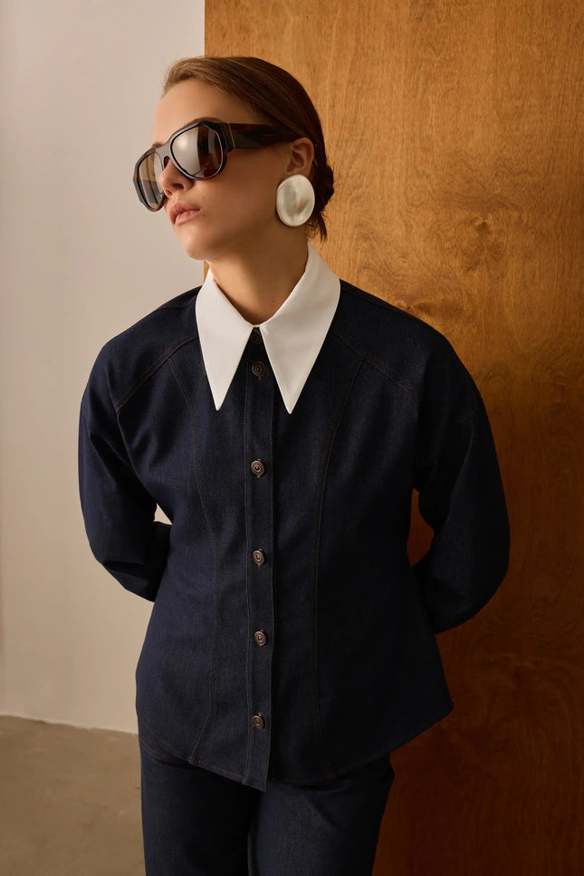 Denim Lacivert Gömlek