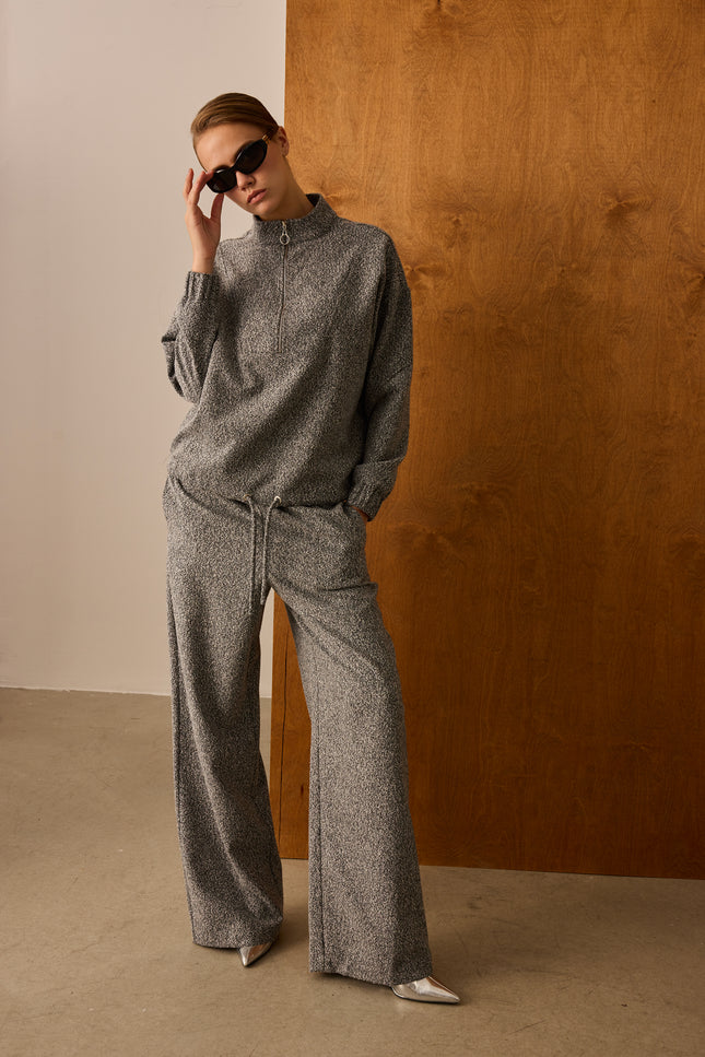 Fermuarlı Sweatshirt (Gri)