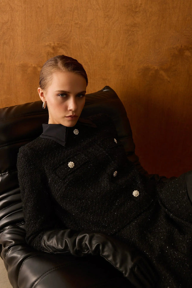 Ceket Elbise İkili Siyah Takım