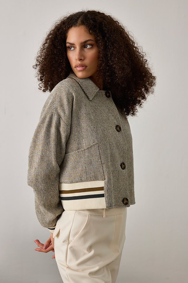 Herringbone Gri Ceket