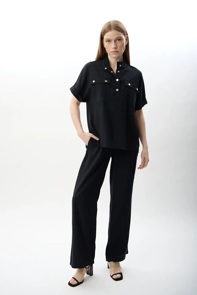 Yüksek Bel Rahat Kesim Pantolon (Siyah)