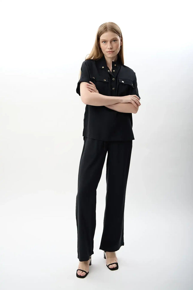 Yüksek Bel Rahat Kesim Pantolon (Siyah)