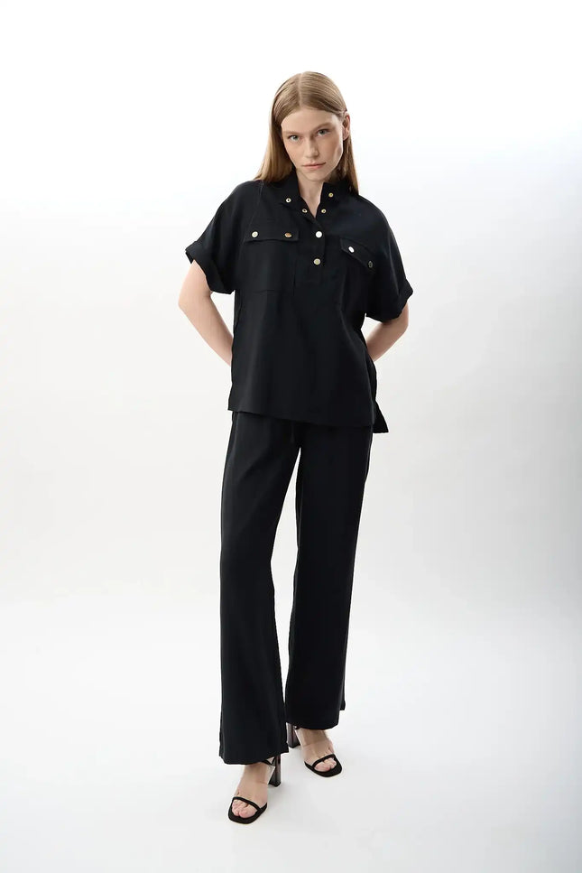 Yüksek Bel Rahat Kesim Pantolon (Siyah)