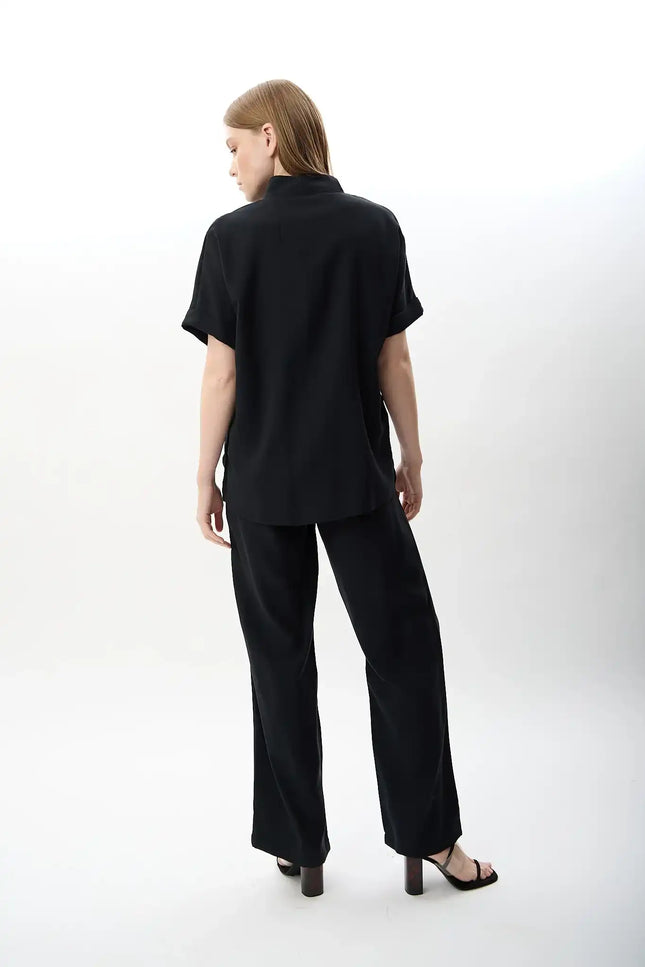 Yüksek Bel Rahat Kesim Pantolon (Siyah)