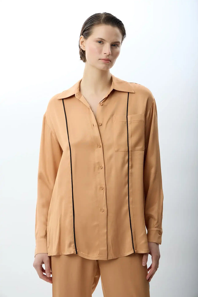 Uzun Kollu Tek Cepli Gömlek (Bakır)