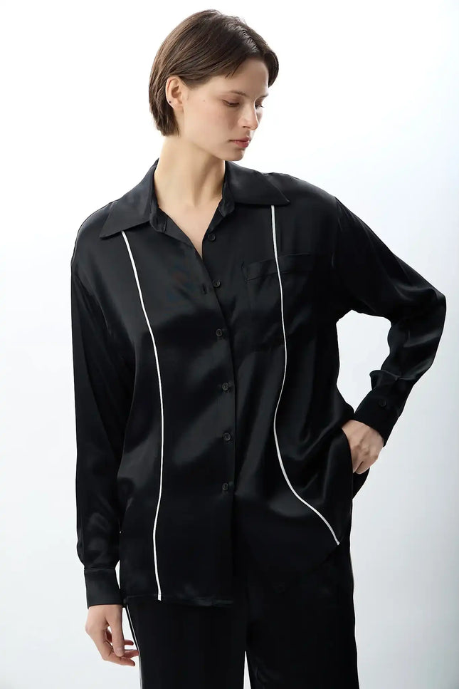 Uzun Kollu Tek Cepli Gömlek (Siyah)