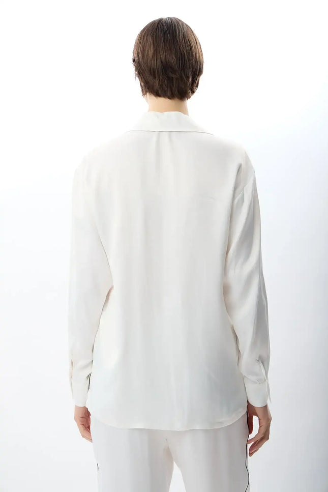 Uzun Kollu Tek Cepli Gömlek (Ekru)