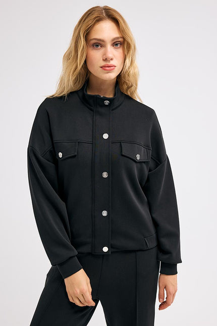 Balıkçı Yaka Siyah Ceket