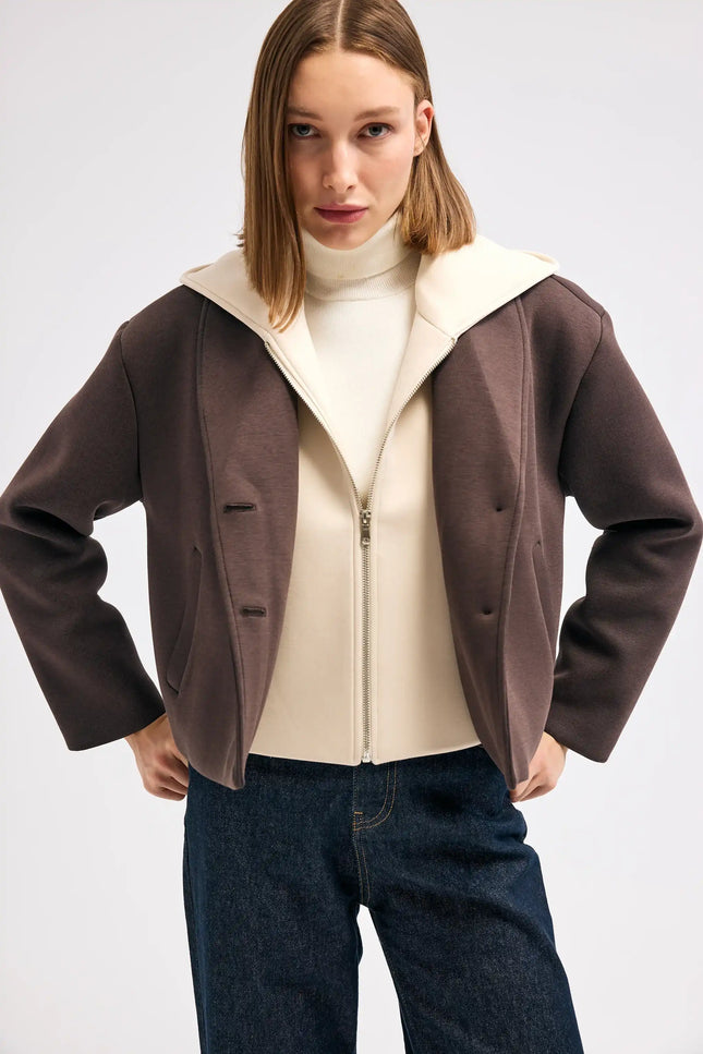 Kapüşonlu Kahverengi Ceket