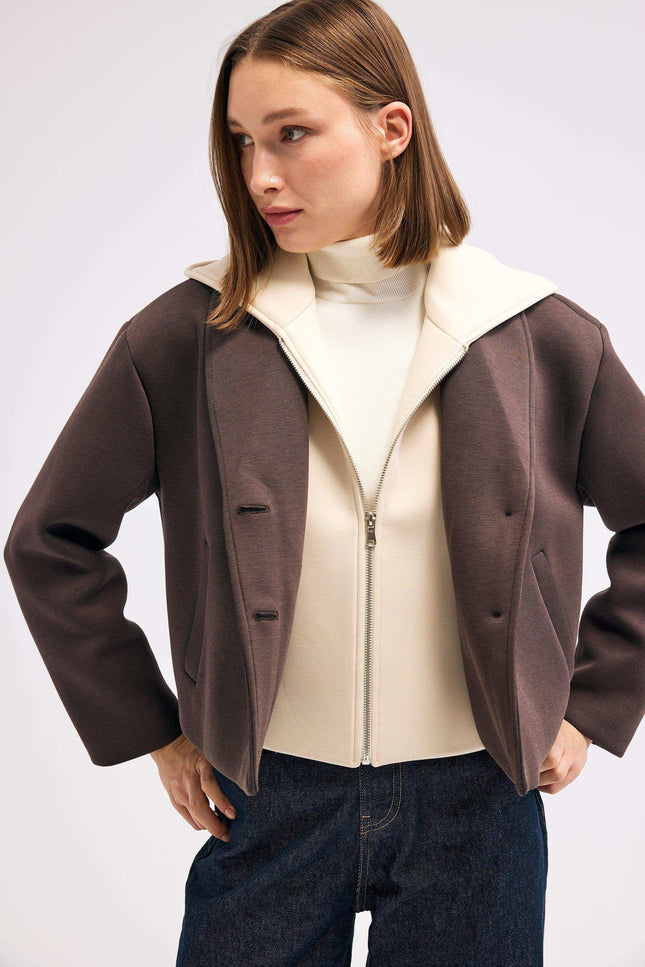 Kapüşonlu Kahverengi Ceket