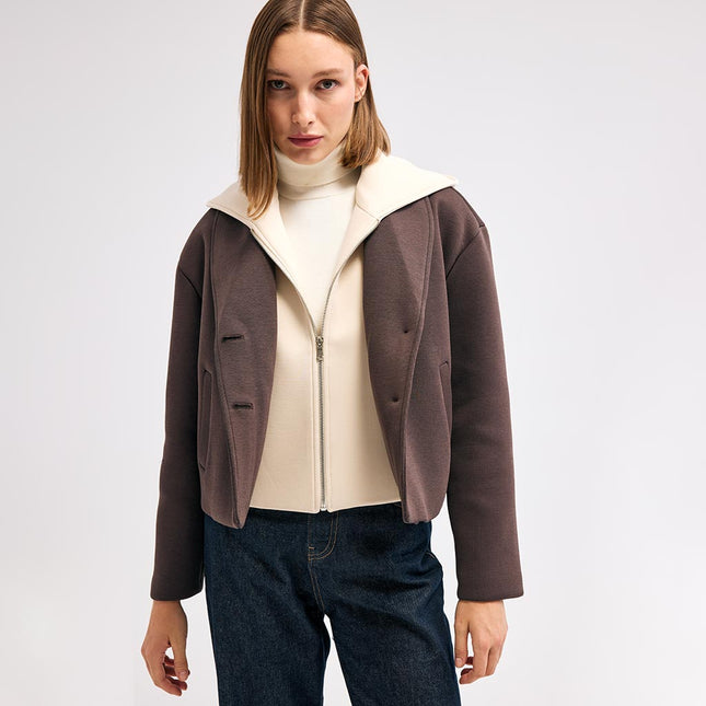 Kapüşonlu Kahverengi Ceket