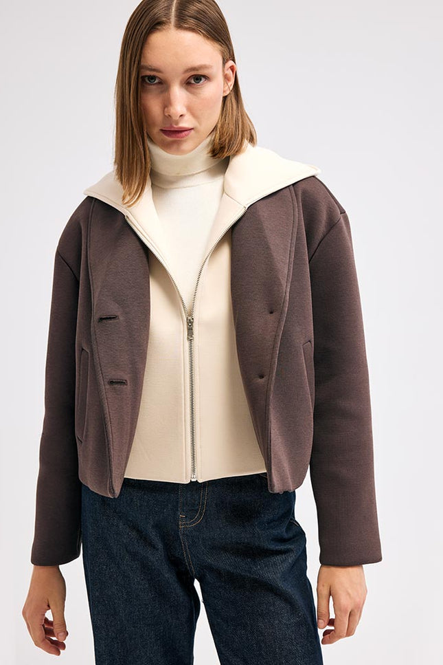 Kapüşonlu Kahverengi Ceket