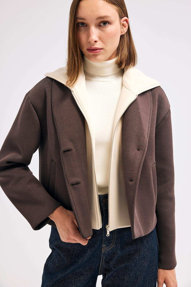 Kapüşonlu Kahverengi Ceket