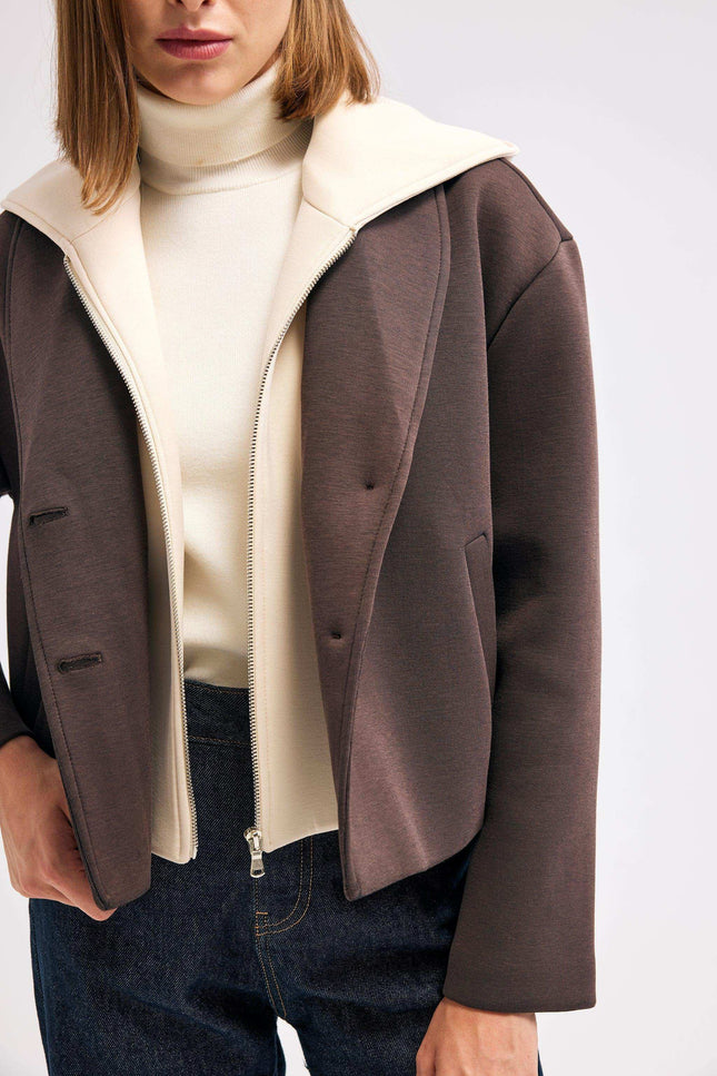 Kapüşonlu Kahverengi Ceket