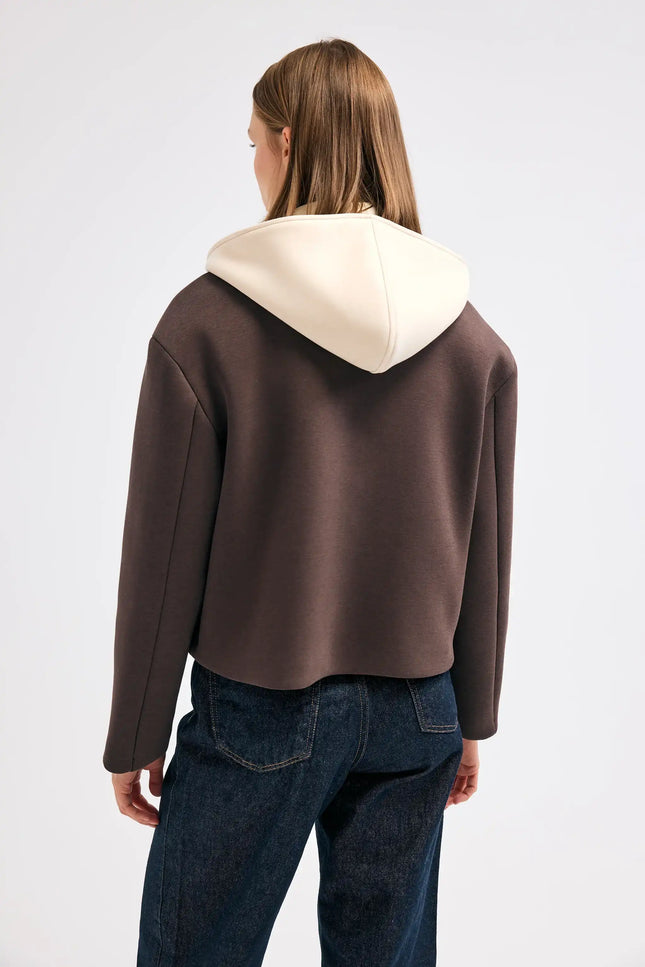 Kapüşonlu Kahverengi Ceket