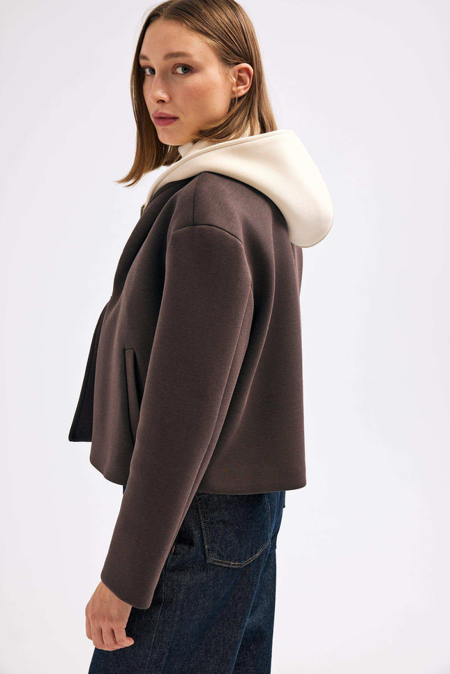 Kapüşonlu Kahverengi Ceket