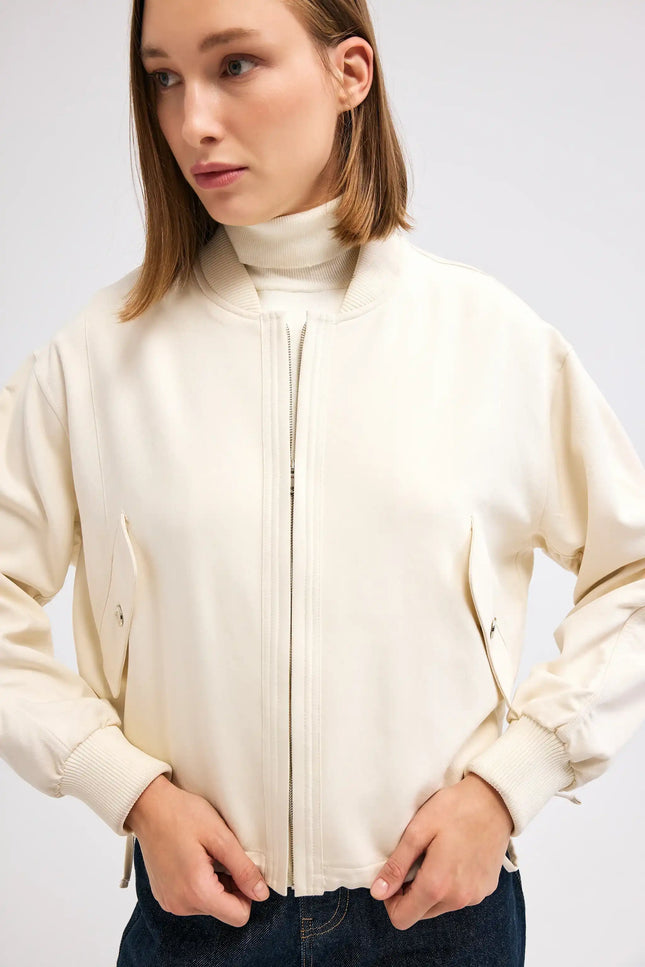 Ekru Bomber Ceket
