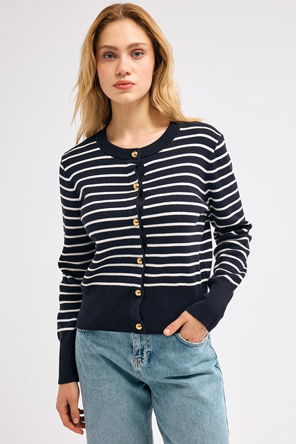Çizgili Triko Ceket