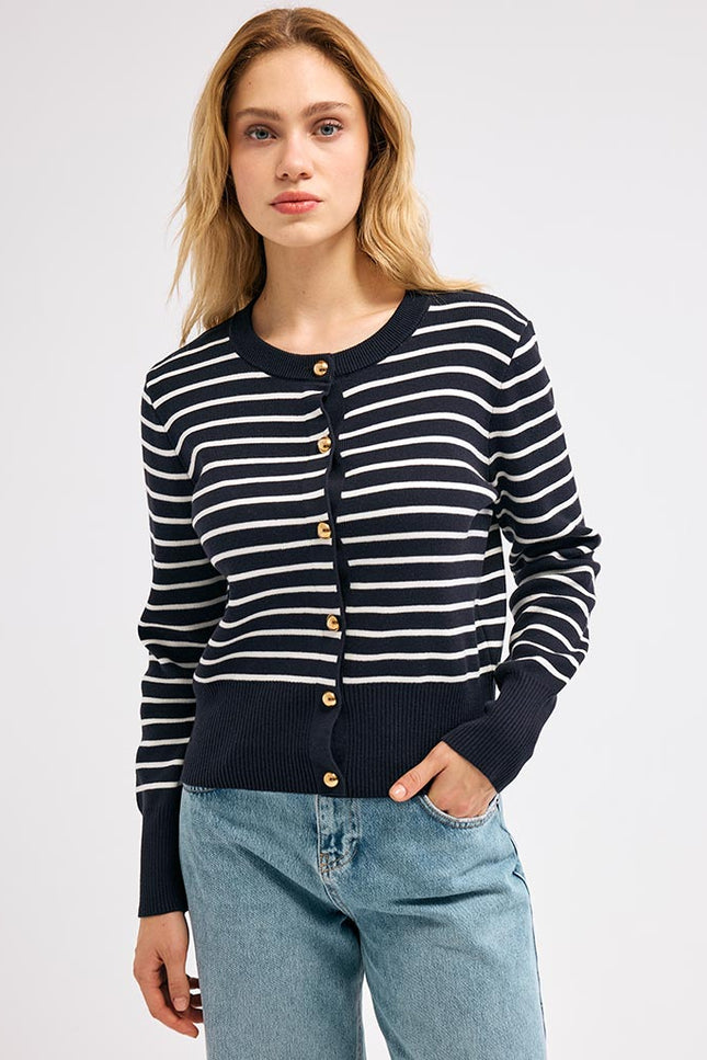 Çizgili Triko Ceket