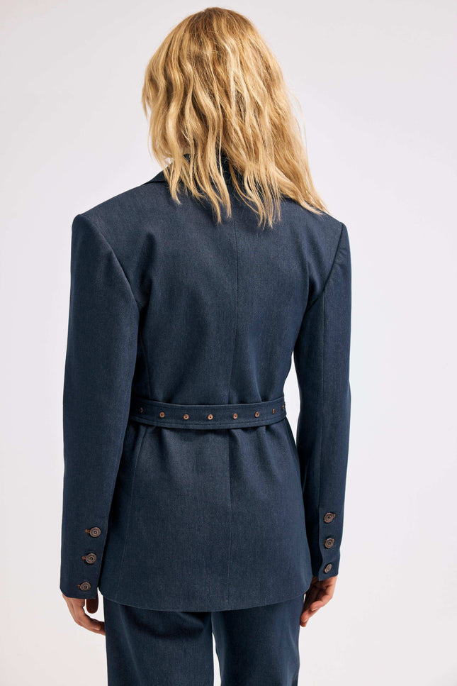 Kemerli Lacivert Ceket