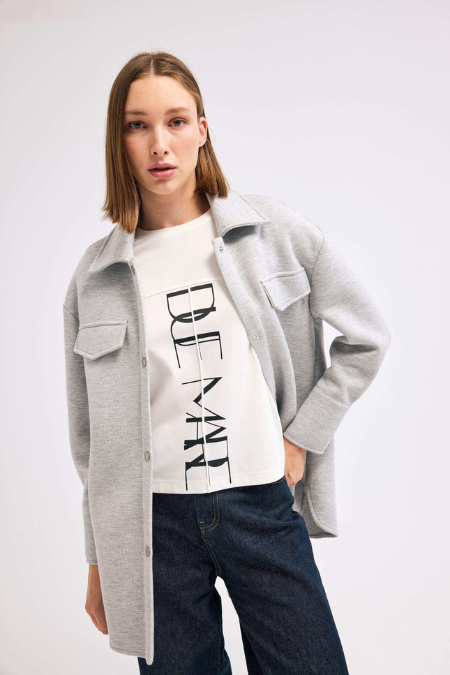 Metal Düğmeli Gri Ceket