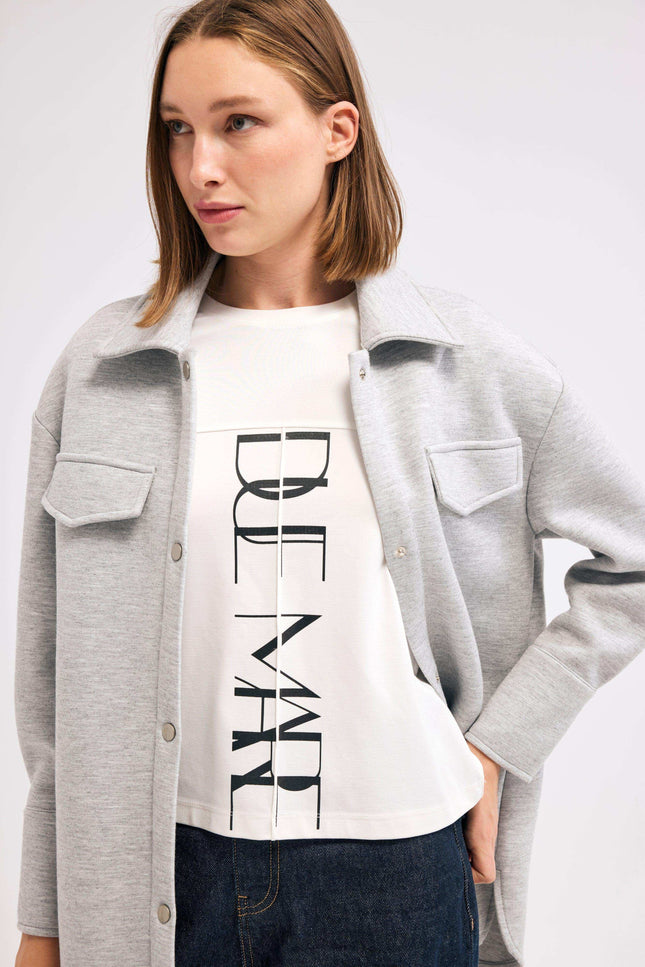 Metal Düğmeli Gri Ceket