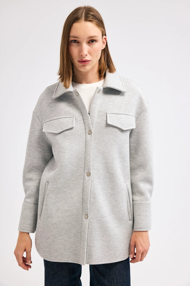 Metal Düğmeli Gri Ceket