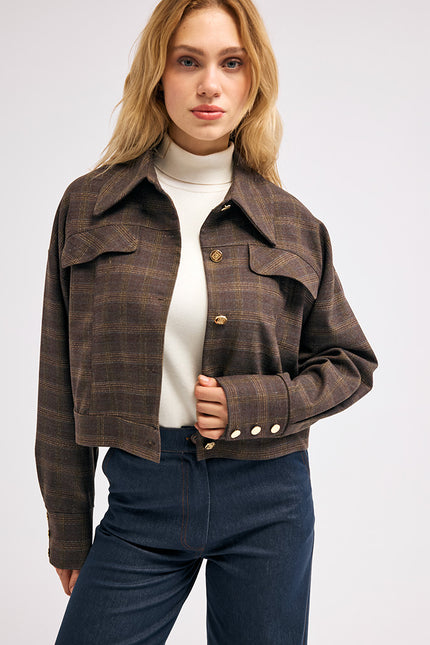 Ekose Kahverengi Ceket