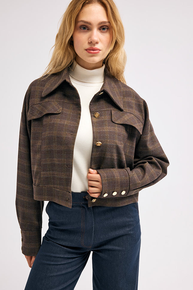 Ekose Kahverengi Ceket