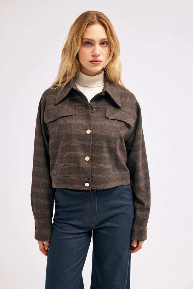 Ekose Kahverengi Ceket