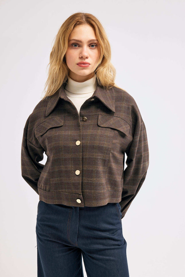 Ekose Kahverengi Ceket