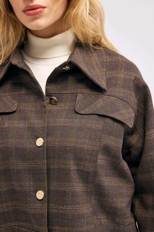 Ekose Kahverengi Ceket