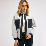 Denim Detaylı Gri Ceket