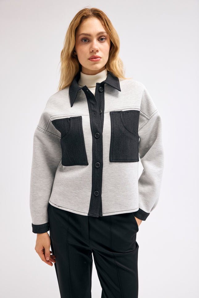 Denim Detaylı Ceket