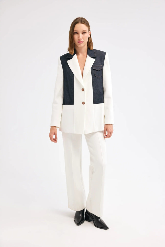 Ceket Pantolon Ekru Takım