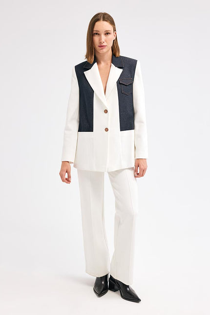 Ceket Pantolon Ekru Takım